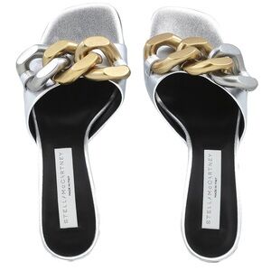 Stella McCartney Metallic Chain Slide Sandals